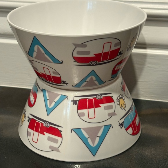 Zak! Design Melamine Camping Bowls Tent Bonfire Logs Airstream set of 2 - Picture 2 of 8